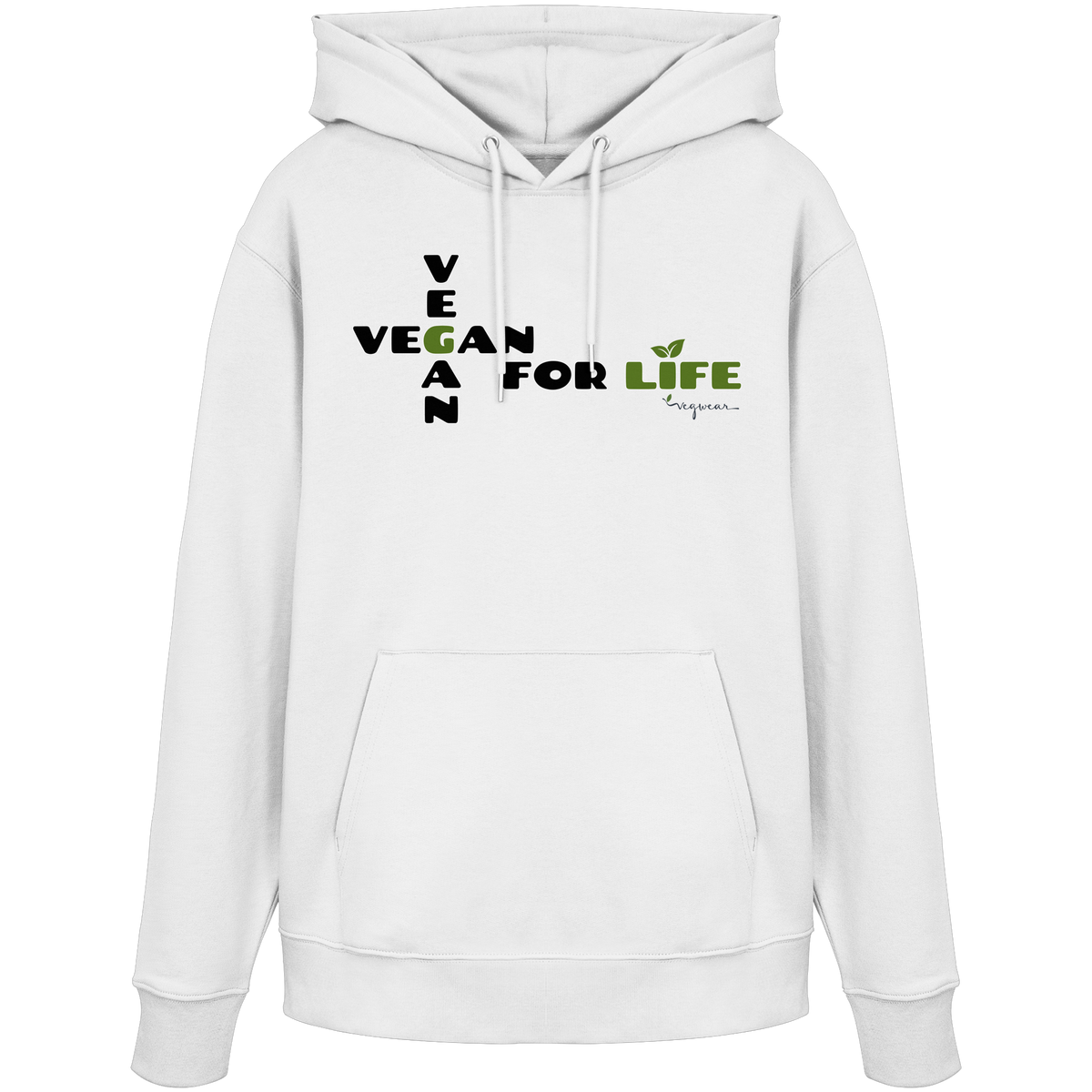 veganer unisex Hoodie / Kapuzenpulli - "vegan for life" - Bio-Baumwolle - vegwear