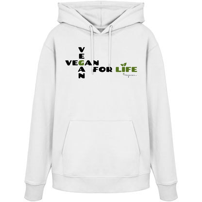 veganer unisex Hoodie / Kapuzenpulli - "vegan for life" - Bio-Baumwolle - vegwear