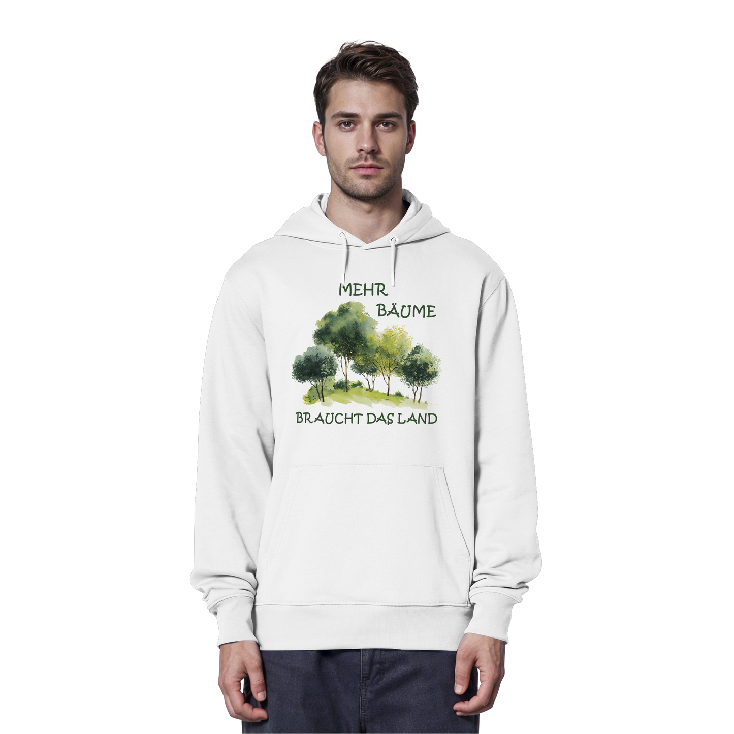 vegwear "mehr Bäume braucht das Land" - unisex Bio Hoodie / Kapuzenpulli, vegan, fair, nachhaltig