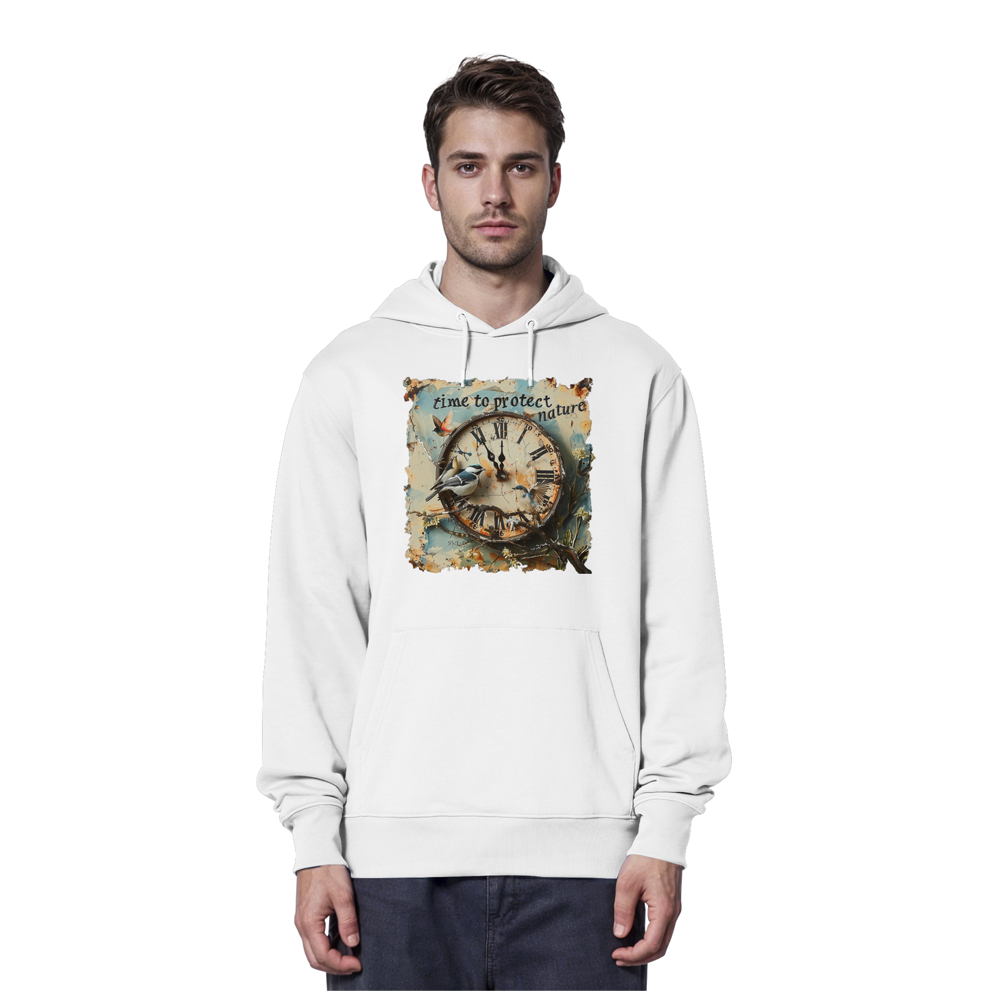 vegwear "time to protect nature" - unisex Hoodie / Kapuzenpulli, nachhaltige Mode