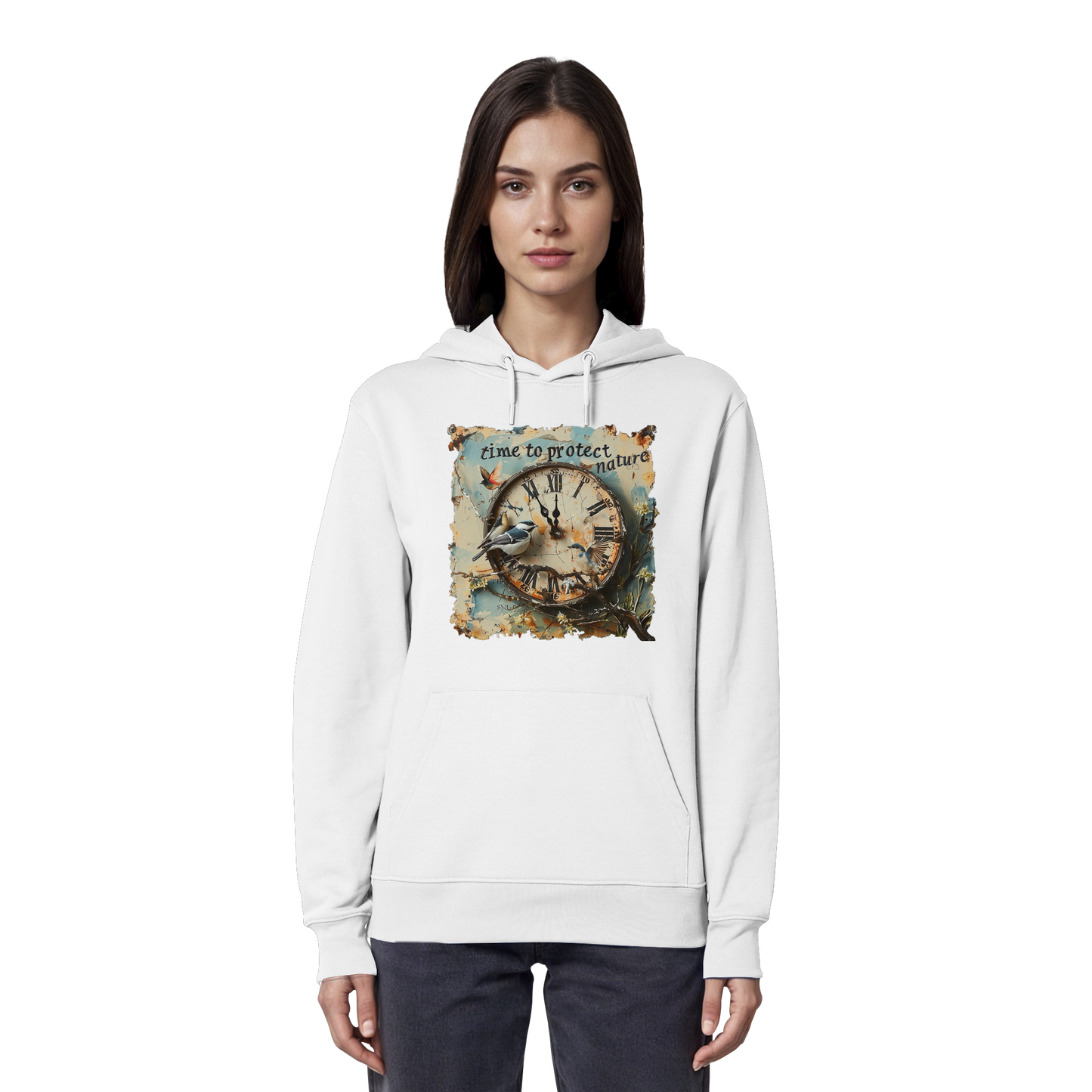 vegwear "time to protect nature" - unisex Hoodie / Kapuzenpulli, nachhaltige Mode