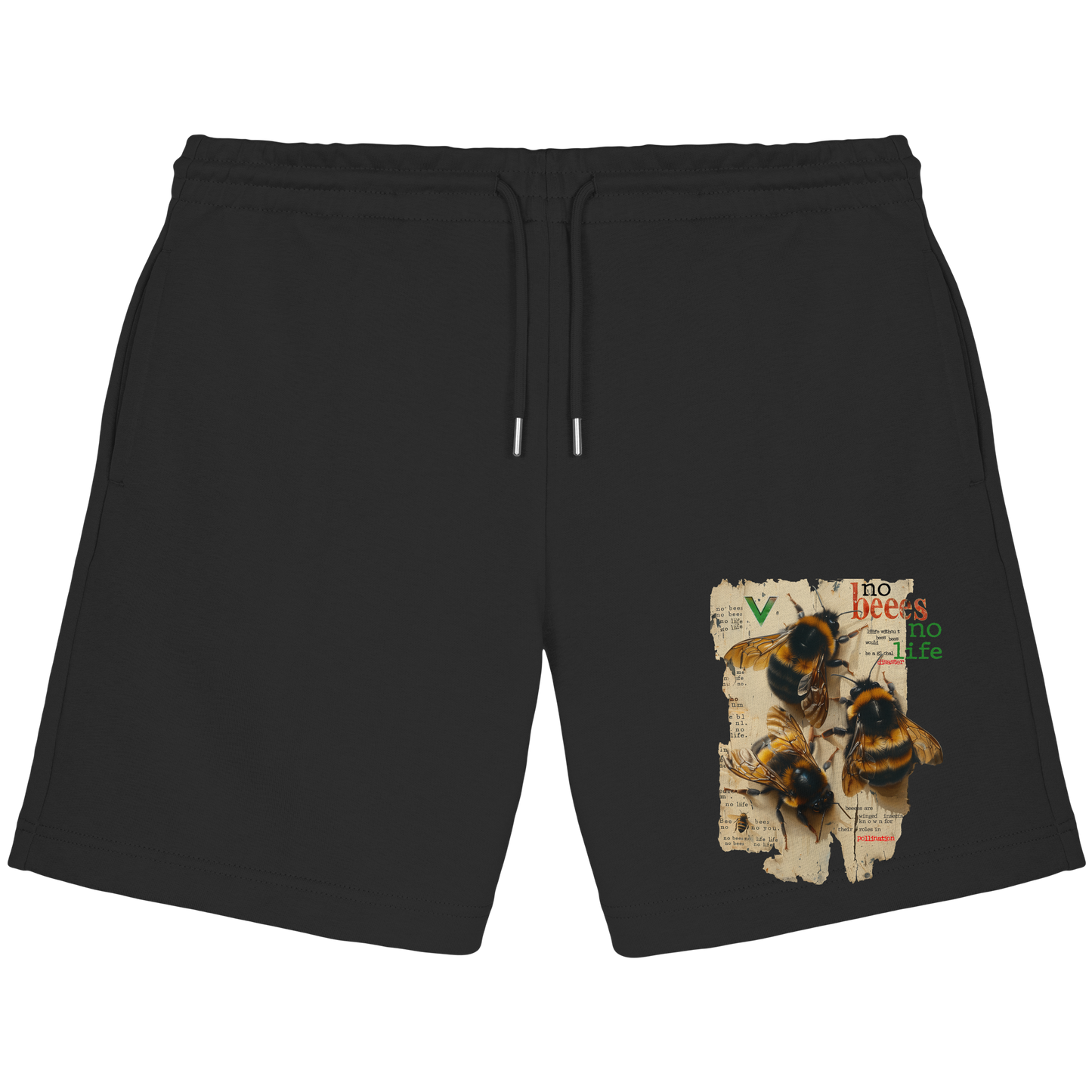 vegwear "no bees no life" - unisex, bio Jogger Shorts, vegan