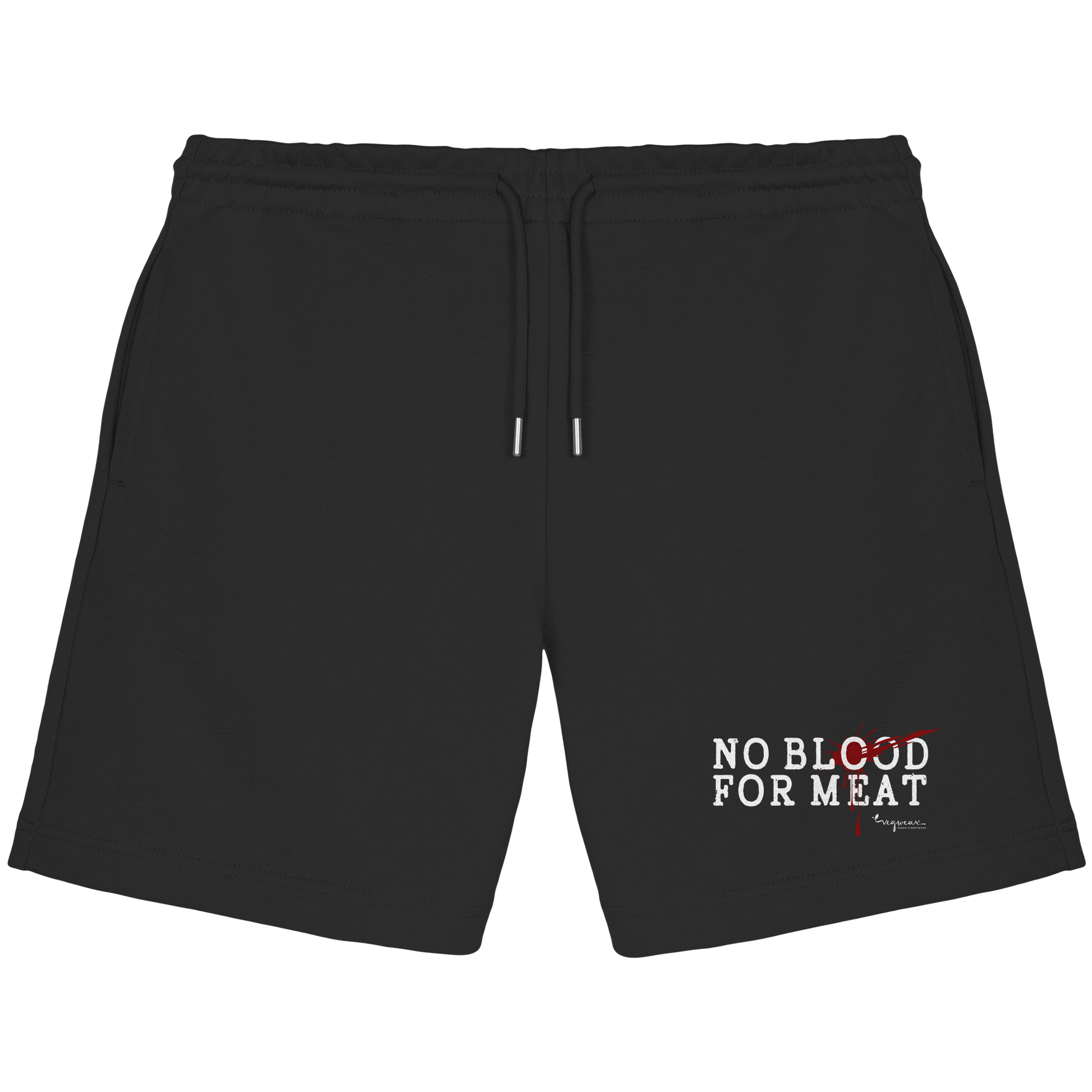 vegane Statement-Jogger Shorts: 'no blood for meat' | vegwear