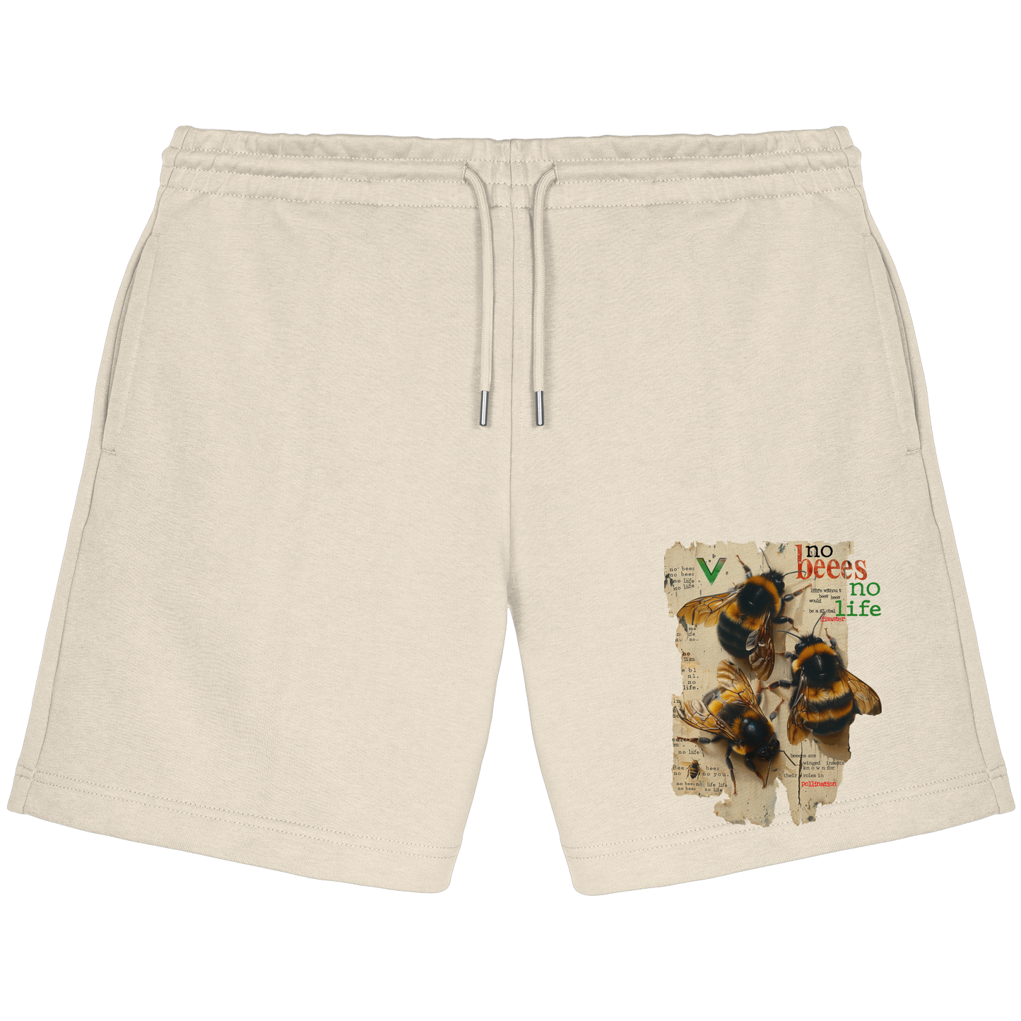 vegwear "no bees no life" - unisex, bio Jogger Shorts, vegan