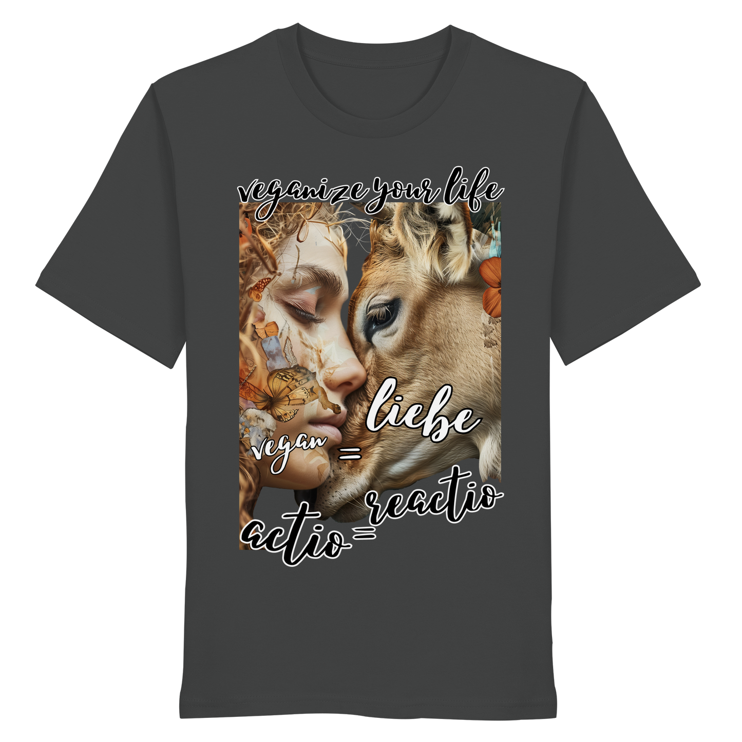 vegwear "actio = reactio" - unisex Bio T-Shirt, vegan ist Mitgefühl