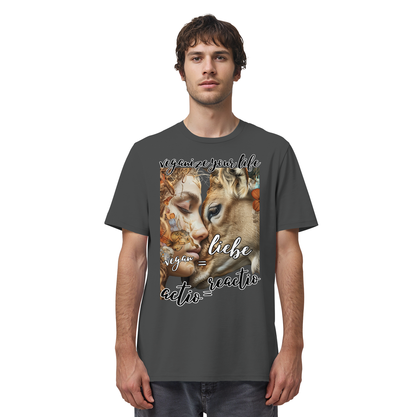 vegwear "actio = reactio" - unisex Bio T-Shirt, vegan ist Mitgefühl