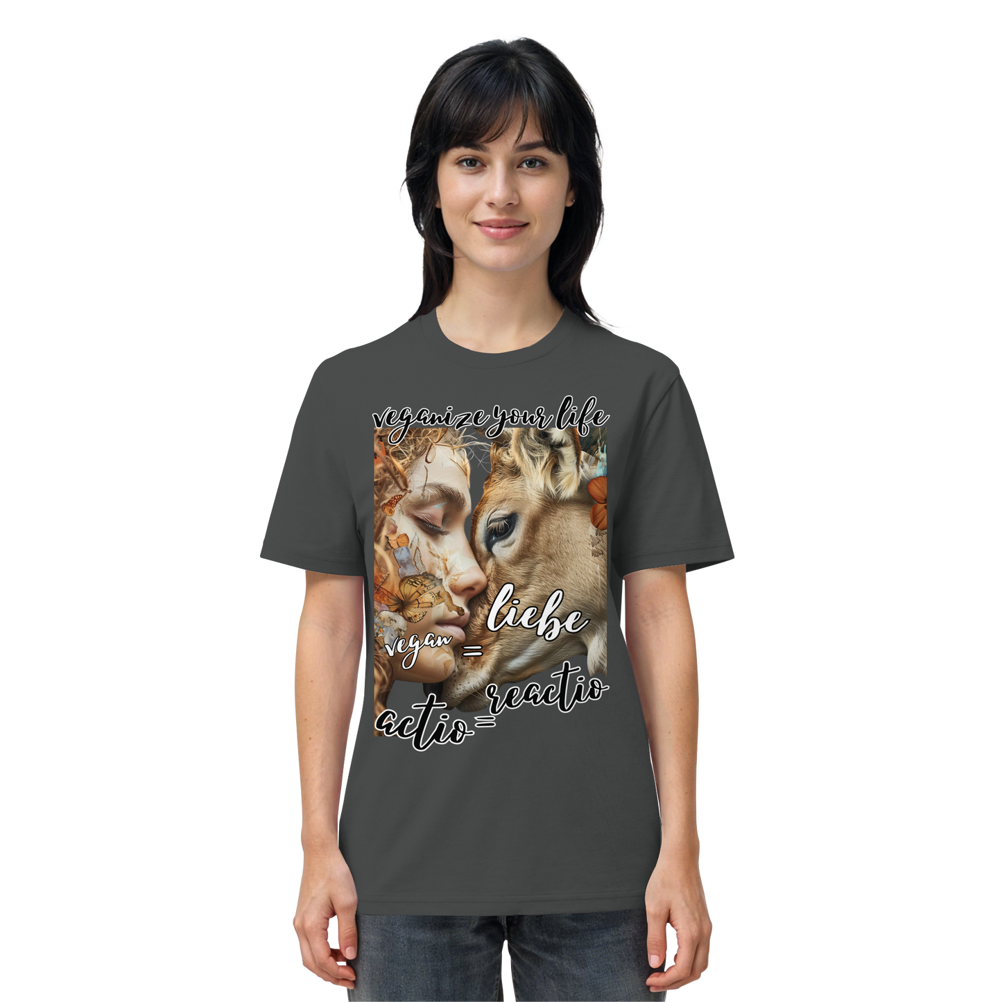 vegwear "actio = reactio" - unisex Bio T-Shirt, vegan ist Mitgefühl