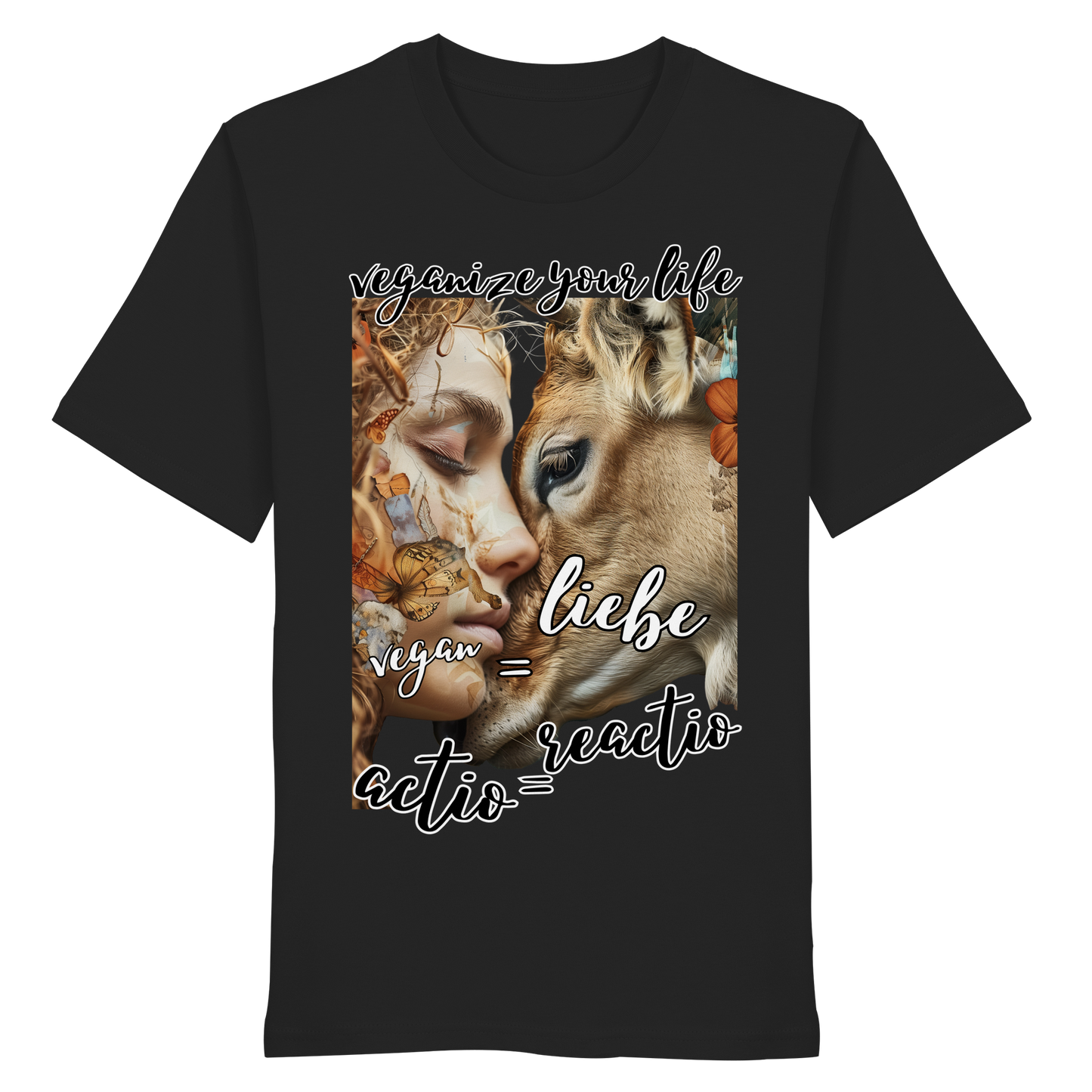 vegwear "actio = reactio" - unisex Bio T-Shirt, vegan ist Mitgefühl