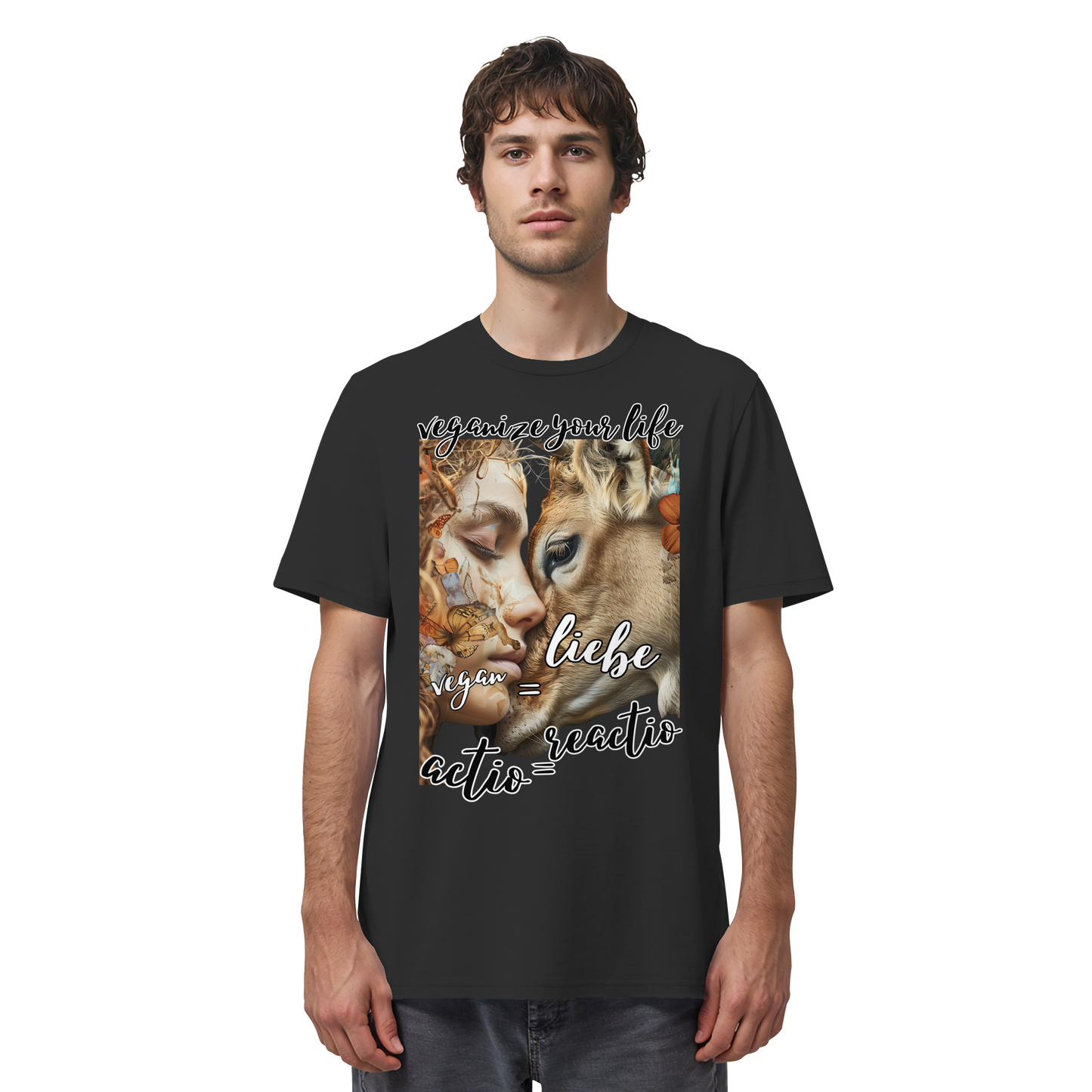 vegwear "actio = reactio" - unisex Bio T-Shirt, vegan ist Mitgefühl