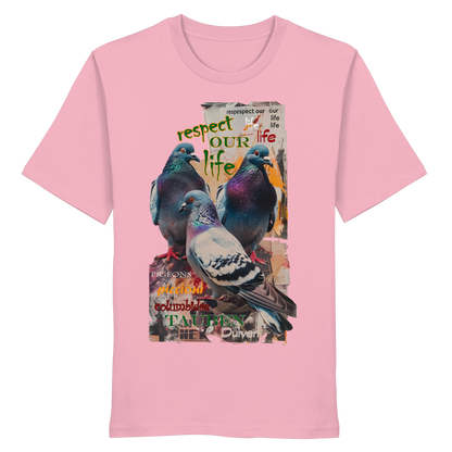 vegwear "respect our life - Tauben" - unisex Bio T-Shirt, vegan, nachhaltig