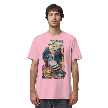 vegwear "respect our life - Tauben" - unisex Bio T-Shirt, vegan, nachhaltig