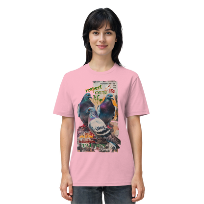 vegwear "respect our life - Tauben" - unisex Bio T-Shirt, vegan, nachhaltig