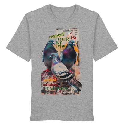 vegwear "respect our life - Tauben" - unisex Bio T-Shirt, vegan, nachhaltig
