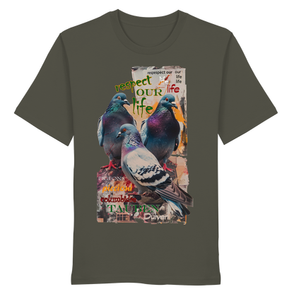 vegwear "respect our life - Tauben" - unisex Bio T-Shirt, vegan, nachhaltig