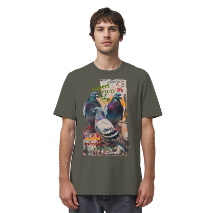 vegwear "respect our life - Tauben" - unisex Bio T-Shirt, vegan, nachhaltig