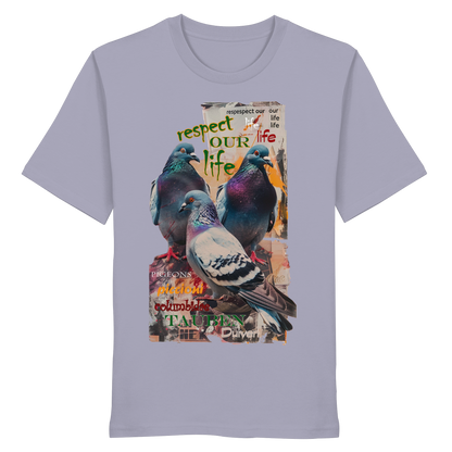 vegwear "respect our life - Tauben" - unisex Bio T-Shirt, vegan, nachhaltig