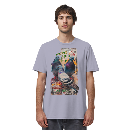 vegwear "respect our life - Tauben" - unisex Bio T-Shirt, vegan, nachhaltig