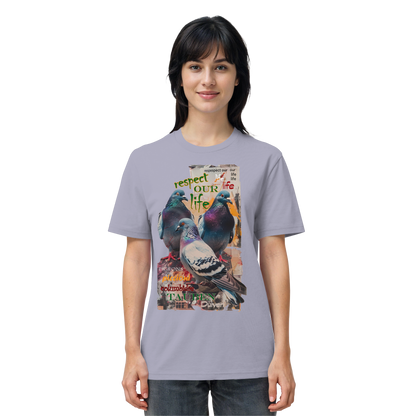 vegwear "respect our life - Tauben" - unisex Bio T-Shirt, vegan, nachhaltig