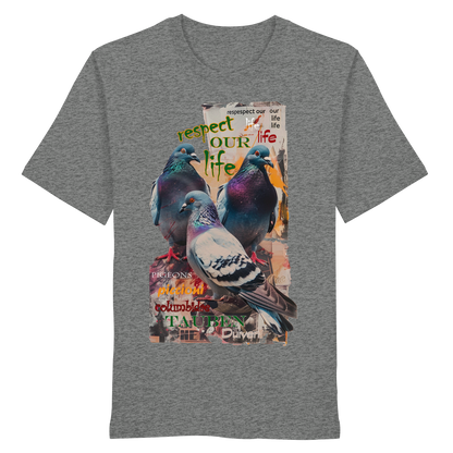 vegwear "respect our life - Tauben" - unisex Bio T-Shirt, vegan, nachhaltig