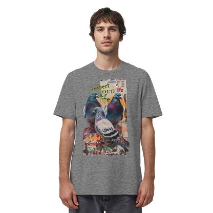 vegwear "respect our life - Tauben" - unisex Bio T-Shirt, vegan, nachhaltig