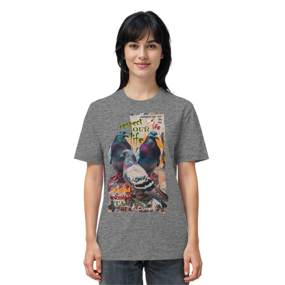 vegwear "respect our life - Tauben" - unisex Bio T-Shirt, vegan, nachhaltig