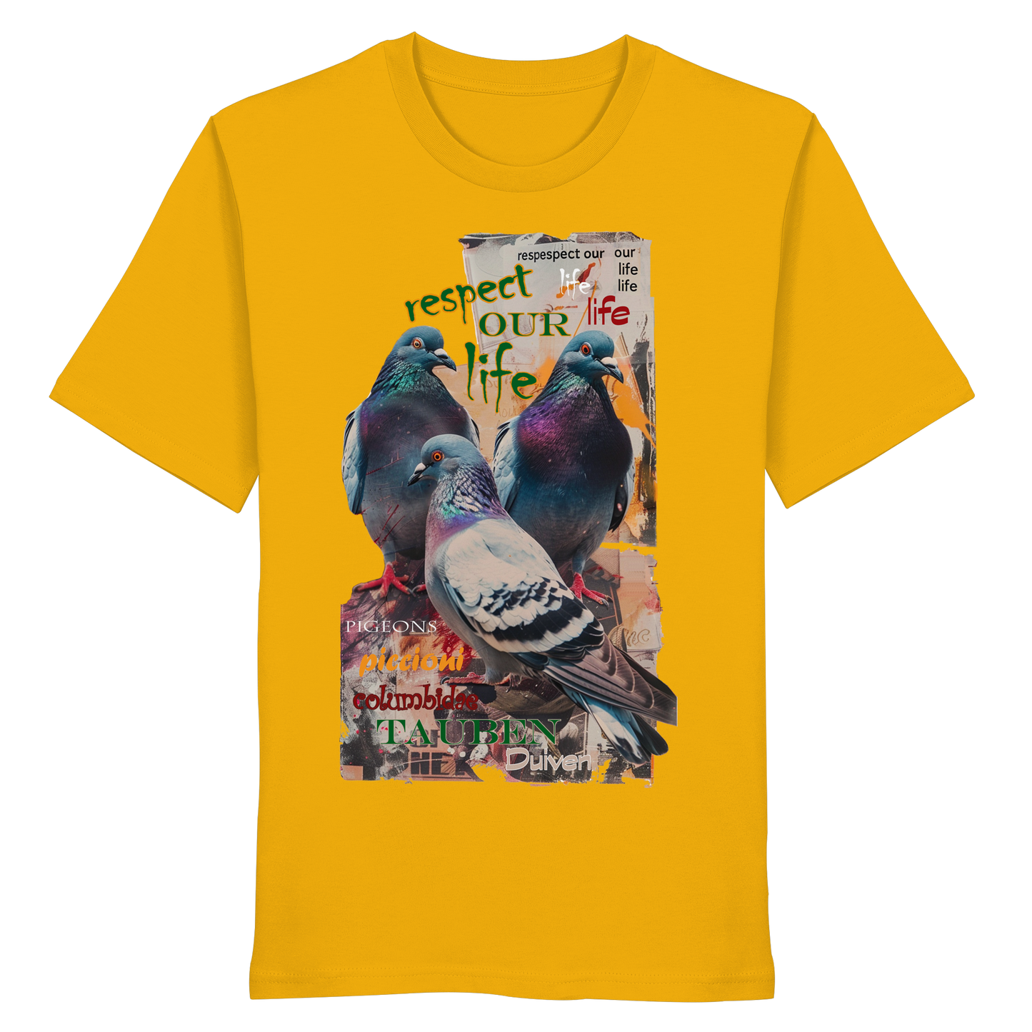 vegwear "respect our life - Tauben" - unisex Bio T-Shirt, vegan, nachhaltig