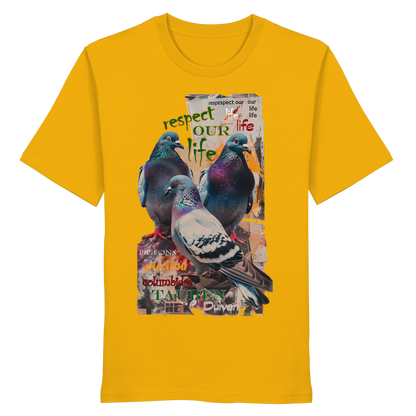 vegwear "respect our life - Tauben" - unisex Bio T-Shirt, vegan, nachhaltig