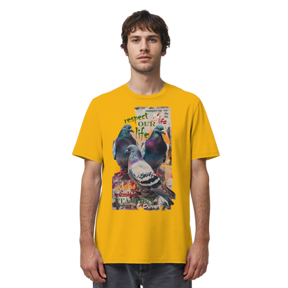 vegwear "respect our life - Tauben" - unisex Bio T-Shirt, vegan, nachhaltig