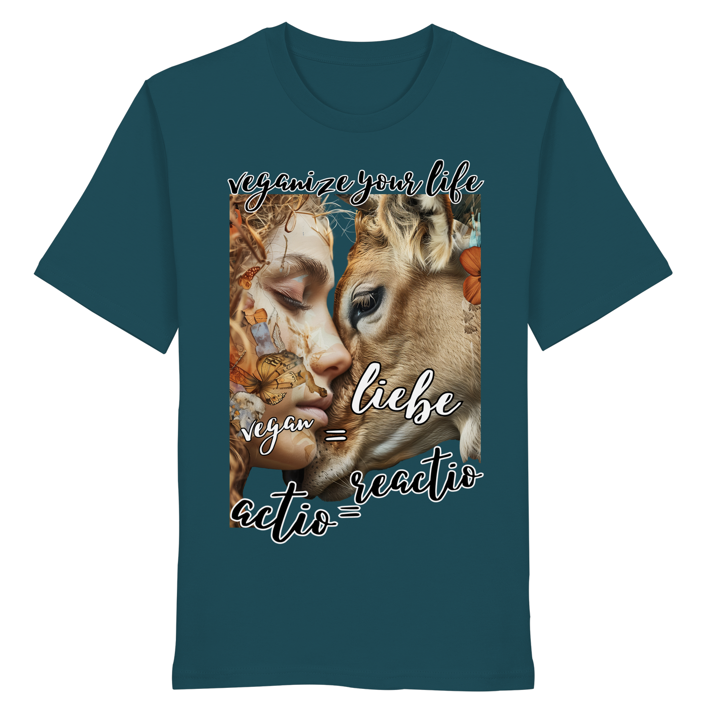 vegwear "actio = reactio" - unisex Bio T-Shirt, vegan ist Mitgefühl