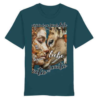 vegwear "actio = reactio" - unisex Bio T-Shirt, vegan ist Mitgefühl