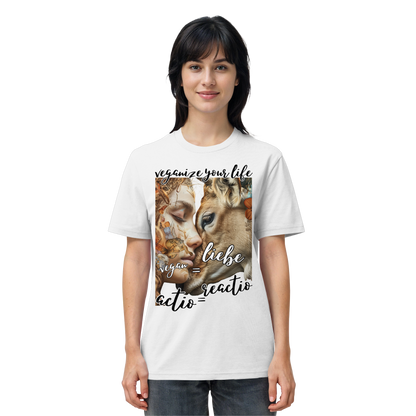 vegwear "actio = reactio" - unisex Bio T-Shirt, vegan ist Mitgefühl
