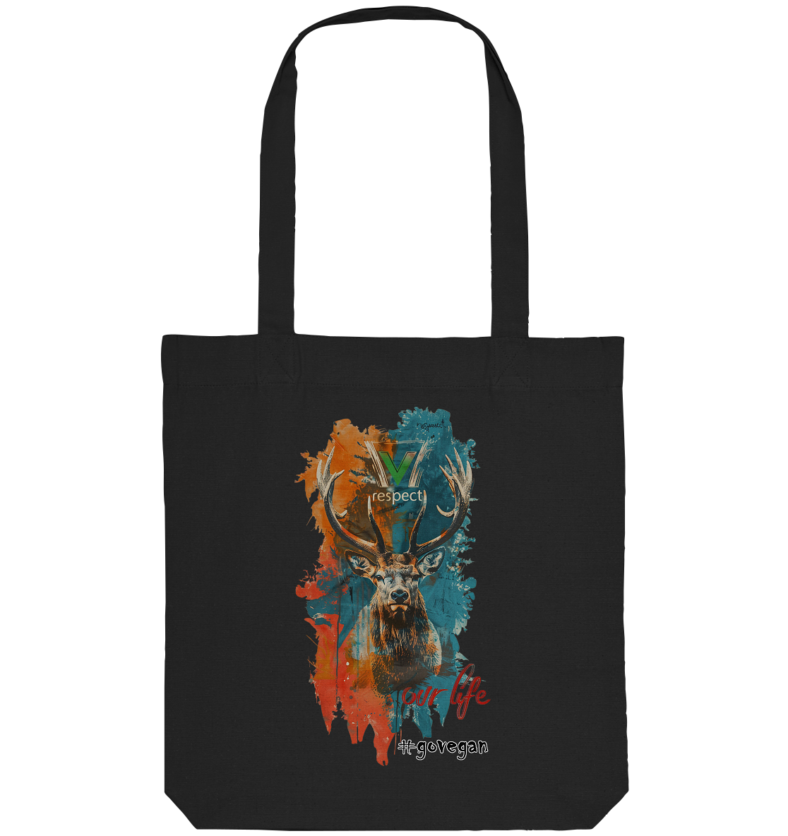 Motif "respect our life, go vegan" - shopping bag