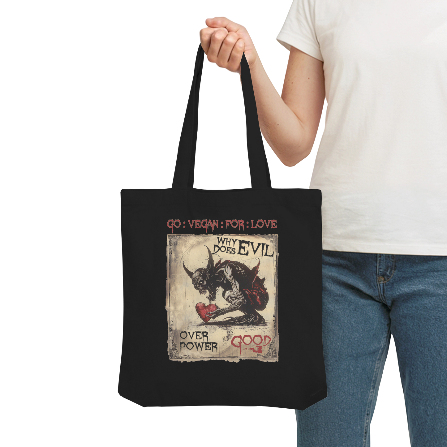 vegwear "why does evil" - Einkaufstasche