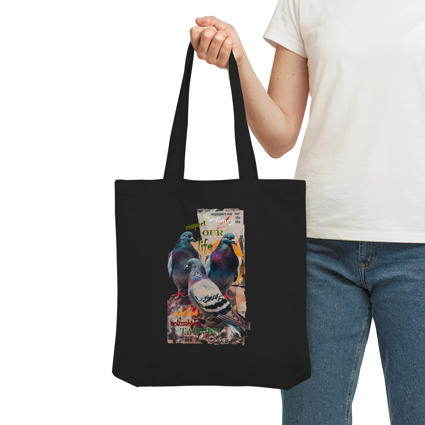 vegwear "respect our life - Tauben" - Einkaufstasche