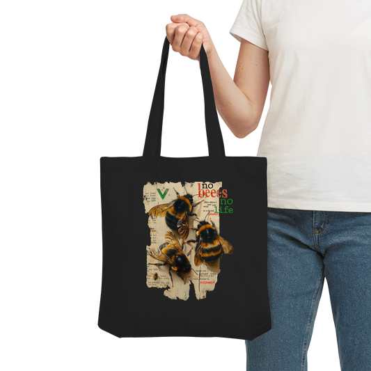 vegwear "no bees no life" - Einkaufstasche, bio, vegan