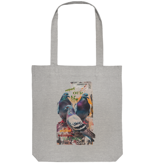 vegane Einkaufstasche - "respect our life - Tauben" - Bio-Baumwolle - vegwear