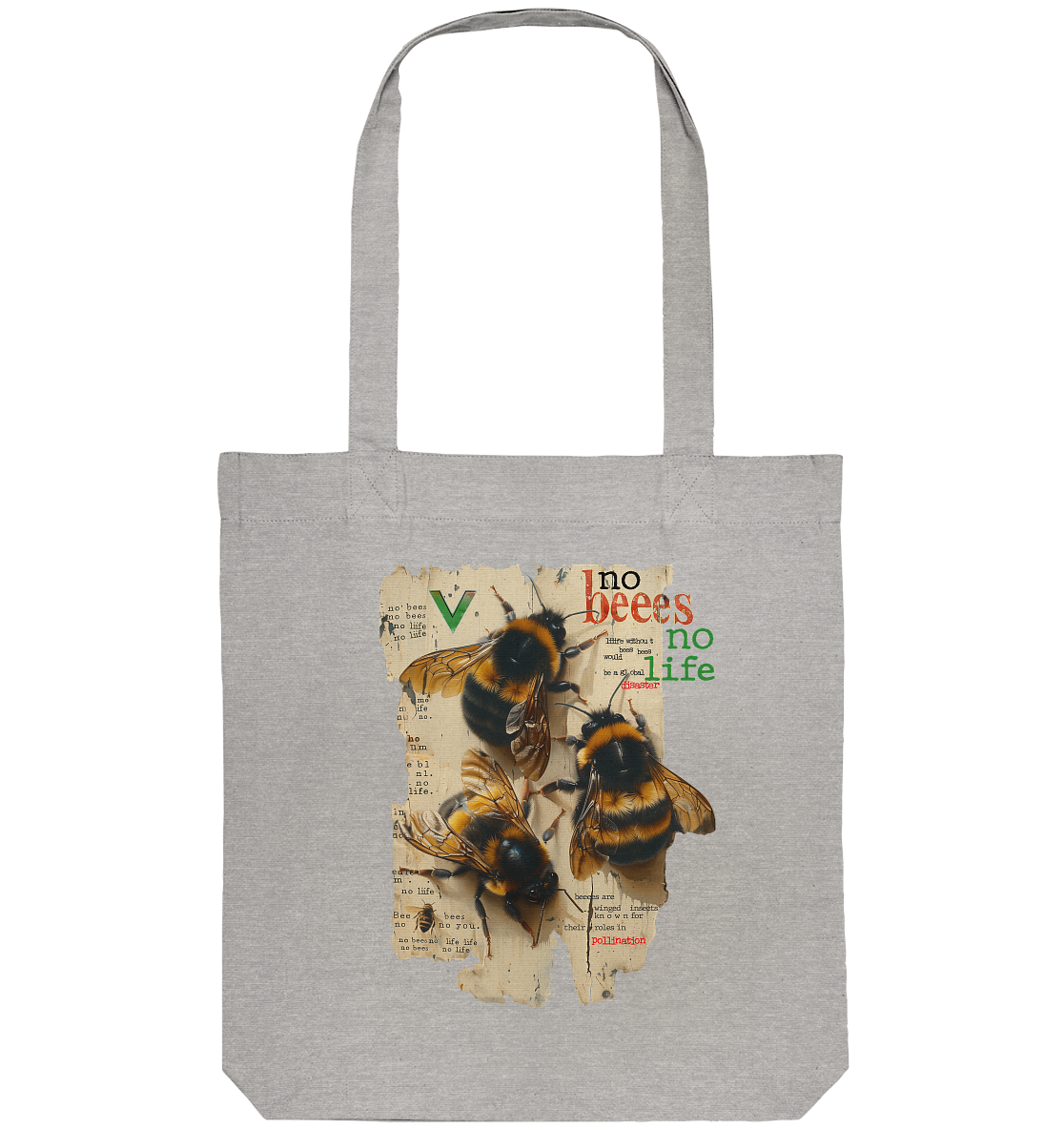 vegwear "no bees no life" - Einkaufstasche, bio, vegan