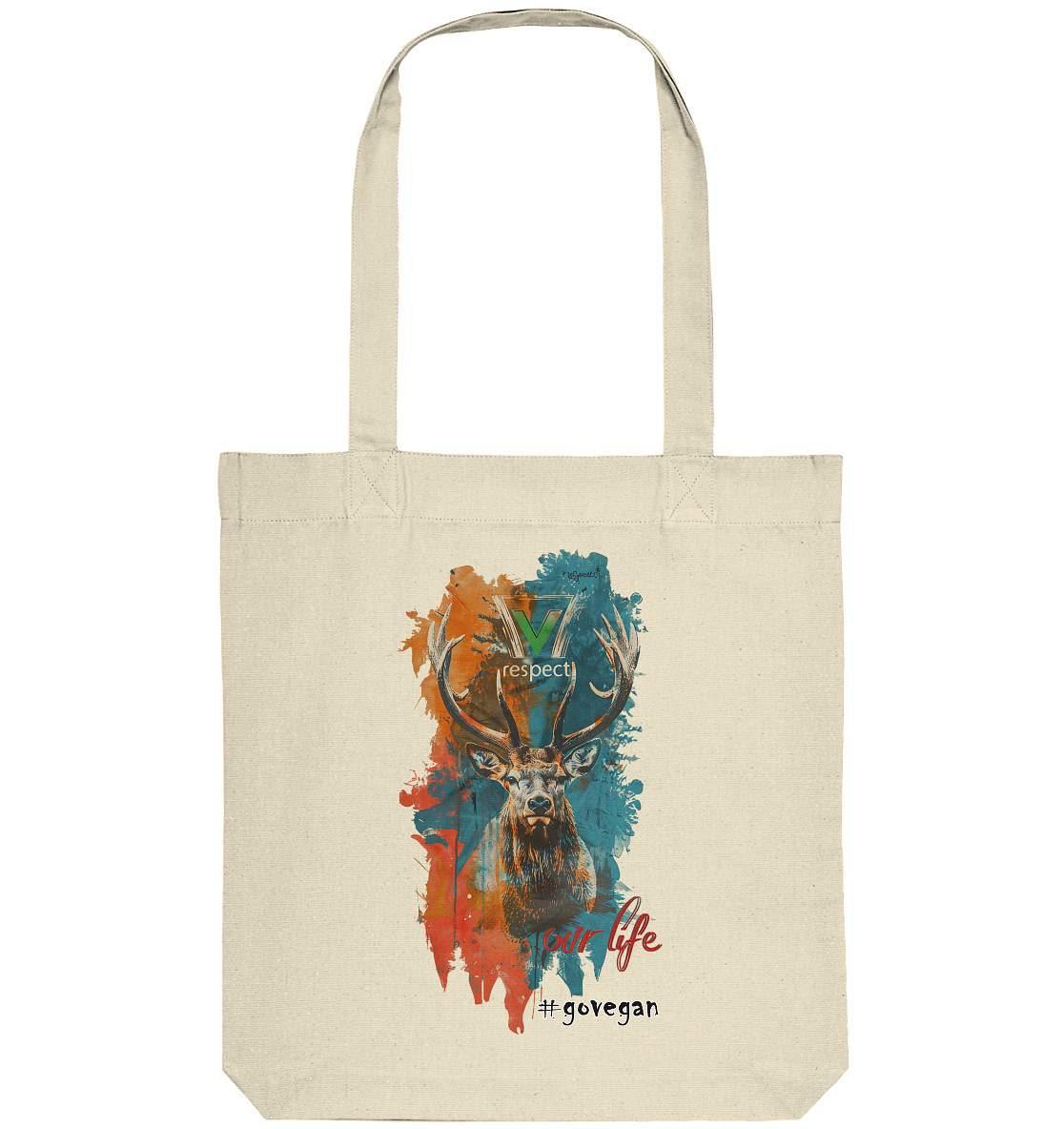 Motif "respect our life, go vegan" - shopping bag