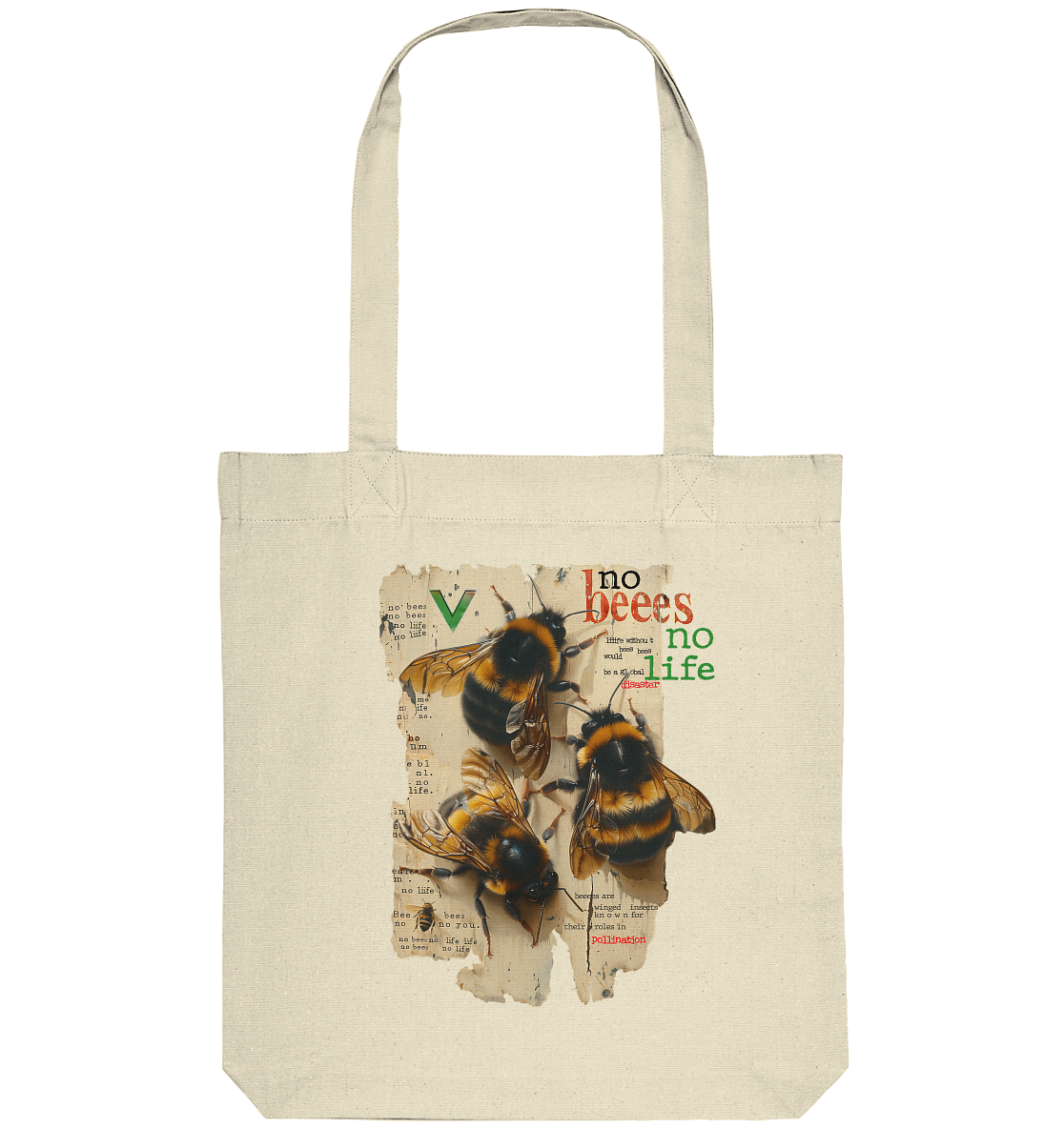 vegwear "no bees no life" - Einkaufstasche, bio, vegan