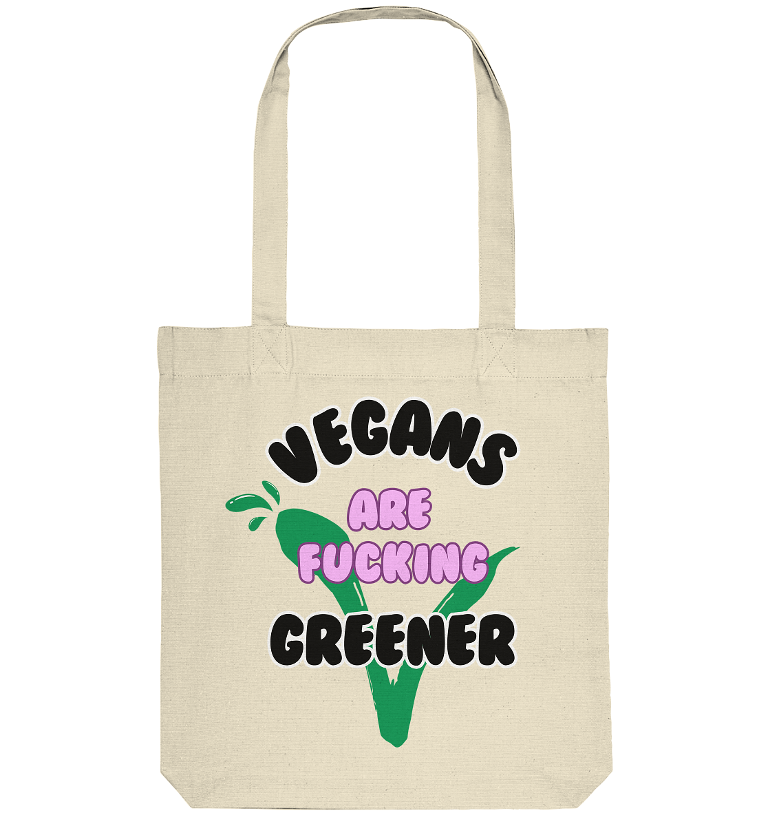 Motif "vegans are fucking greener" - organic shopping bag