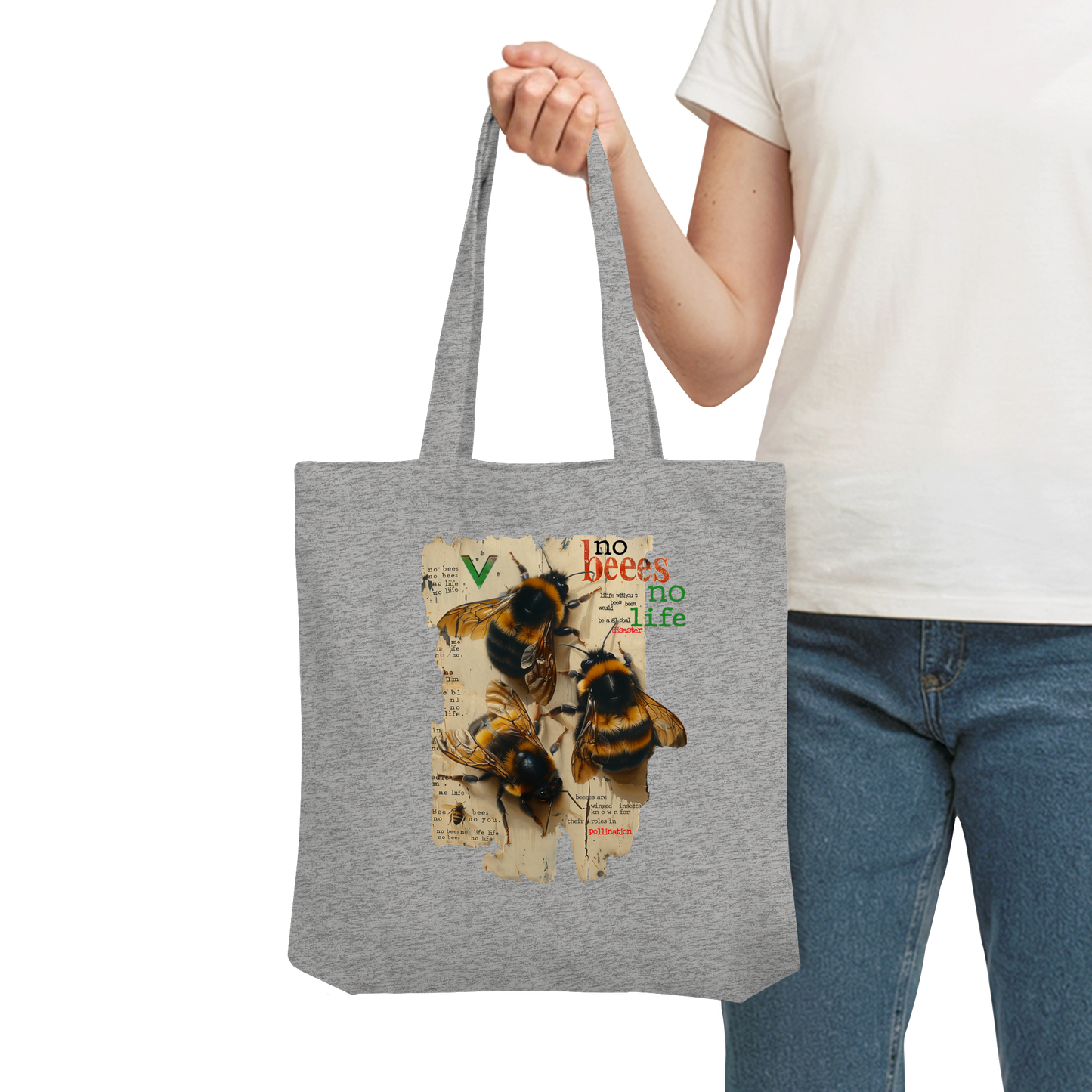 vegwear "no bees no life" - Einkaufstasche, bio, vegan