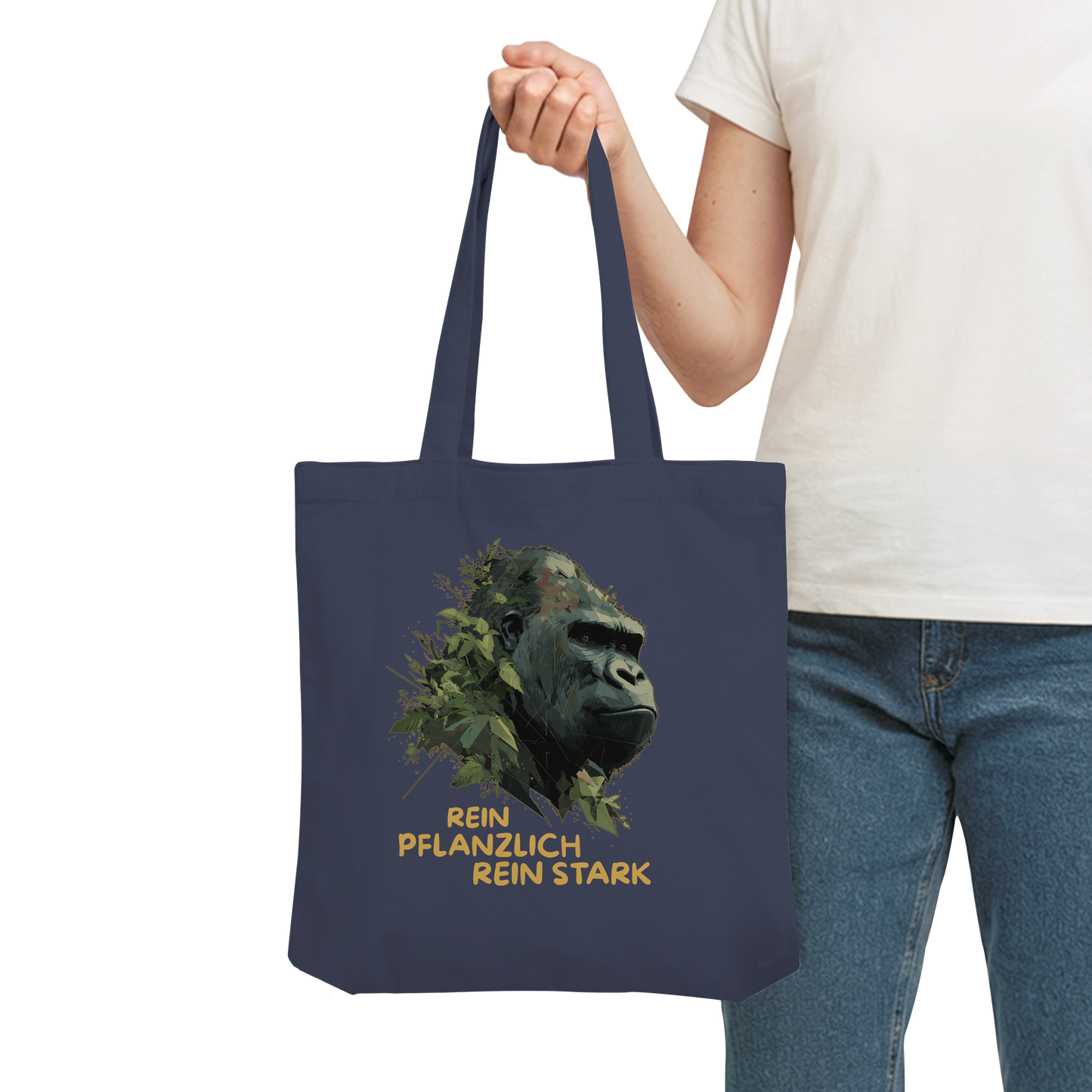vegwear "Gorilla, rein pflanzlich rein stark" - Einkaufstasche, bio vegan