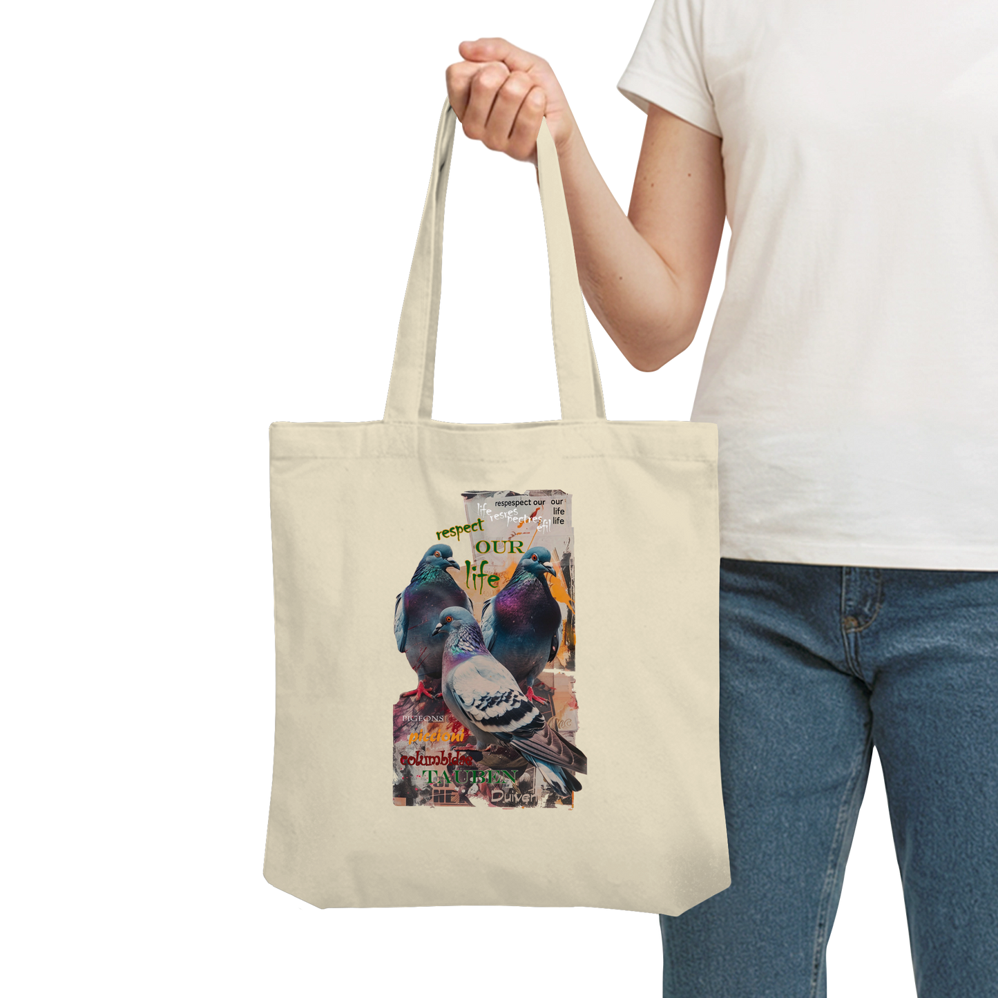 vegwear "respect our life - Tauben" - Einkaufstasche