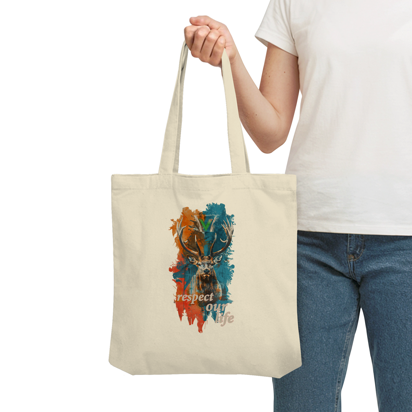 vegwear "respect our life - Hirsch" - Einkaufstasche