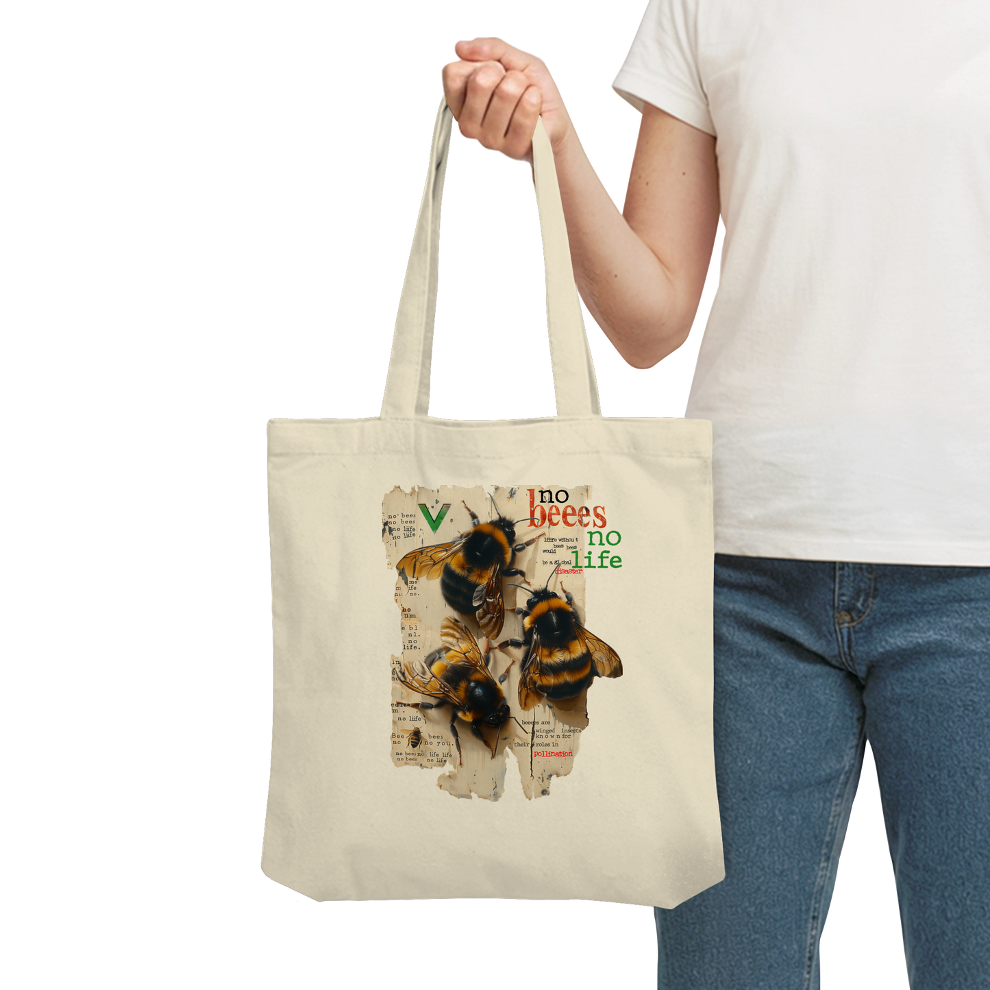 vegwear "no bees no life" - Einkaufstasche, bio, vegan