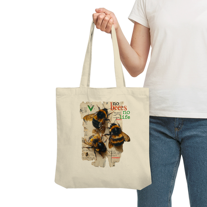 vegwear "no bees no life" - Einkaufstasche, bio, vegan