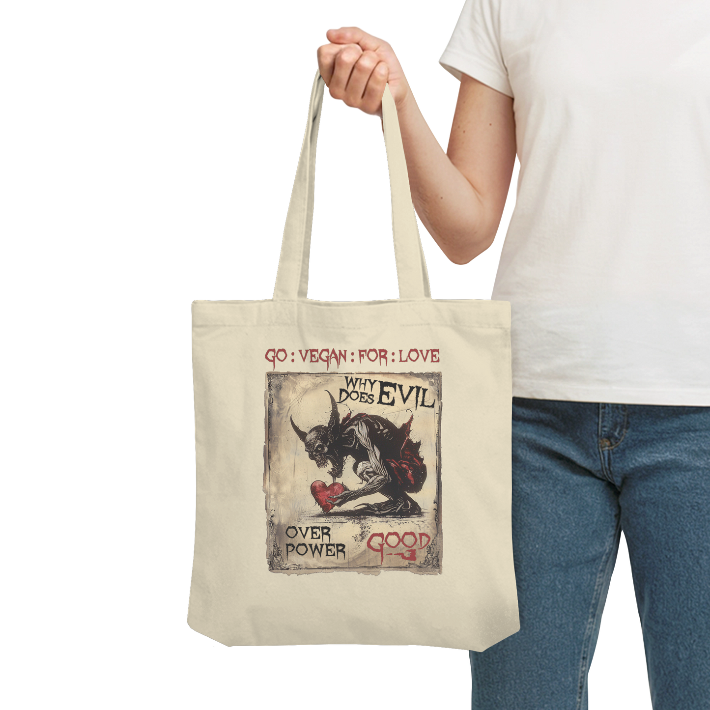 vegwear "why does evil" - Einkaufstasche