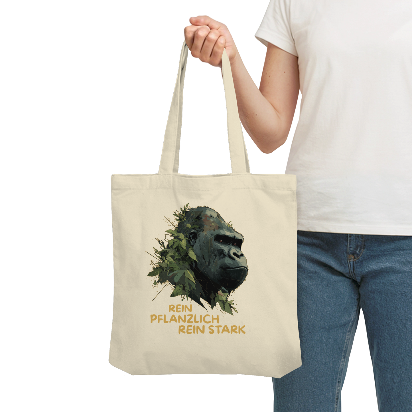 vegwear "Gorilla, rein pflanzlich rein stark" - Einkaufstasche, bio vegan