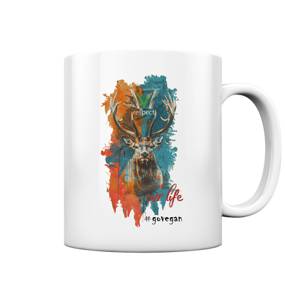 Motif "respect our life, go vegan" - coffee cup