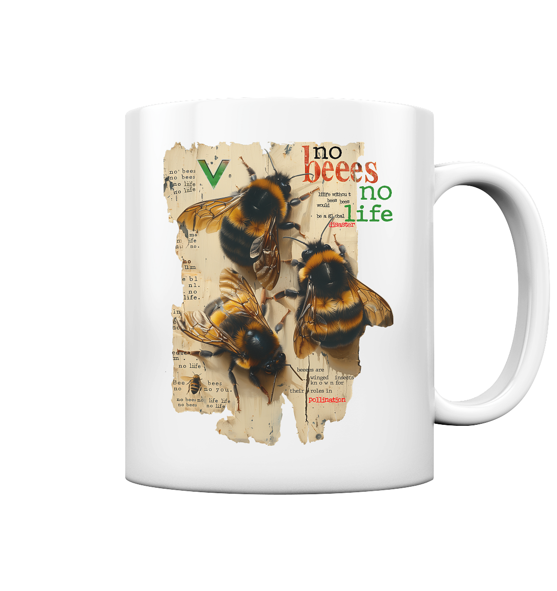 vegwear "no bees no life" - Kaffee Tasse glossy